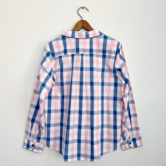 NEW The Company Store Plaid Poplin Women's Long Sleeve Button Down Pajama Top L - Picture 8 of 10